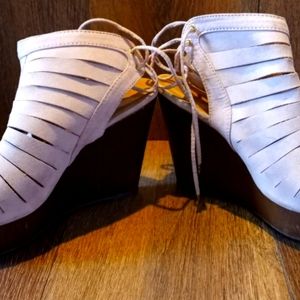 Light Pink Suede Wedges